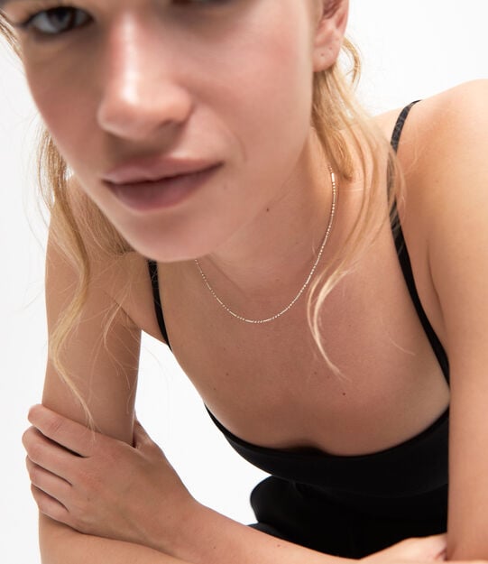 Chain charm necklace, Silver, large